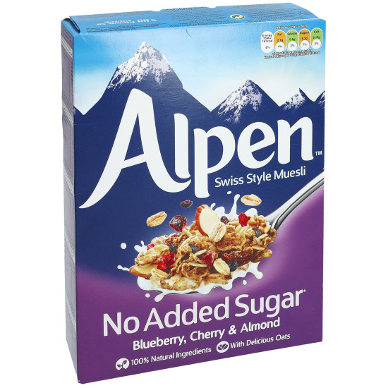Alpen musli din cereale integrale cu coacaze, cirese si migdale - cereale fara zahar adaugat