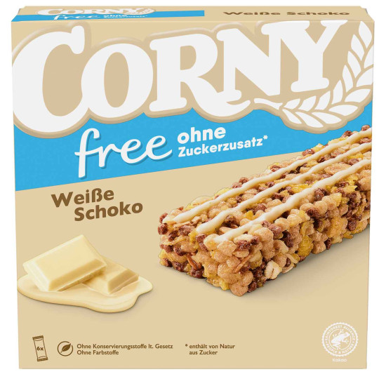 Corny Free -  batoane de muesly cu ciocolata alba fara zahar, 120g