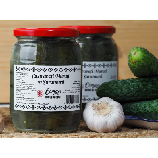 Castraveți murați în saramură, borcan 720g
