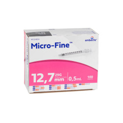 Embecta Micro-Fine seringi U100  0,5ML 12.7mm 29G 100 bucati
